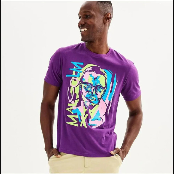 NWT Sonoma Community Black History Month Malcolm X Graphic Tee Plum XL - Picture 13 of 15